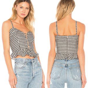 Lovers + Friends Stacey Linen Gingham Lace Up Top